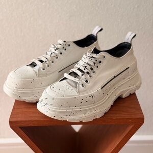 Alexander McQueen White Sneakers with Black Speckle